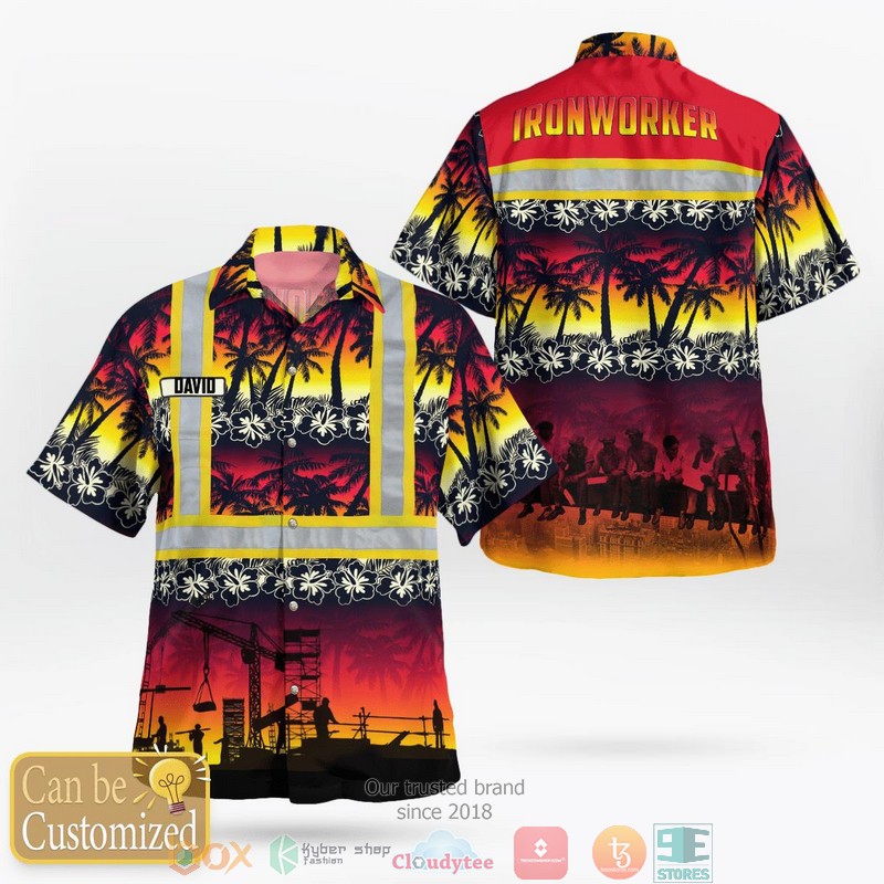 NEW Personalized Ironworker Sunset palm tree custom Aloha Shirt 1 NEW Personalized Ironworker Sunset palm tree custom Aloha Shirt word2