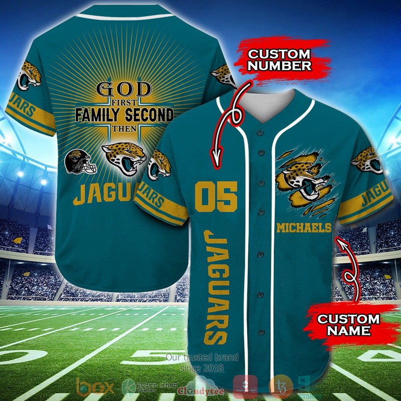 Personalized Jacksonville Jaguars NFL God First Family Second then Baseball Jersey Shirt 4 Personalized Jacksonville Jaguars NFL God First Family Second then Baseball Jersey Shirt word3
