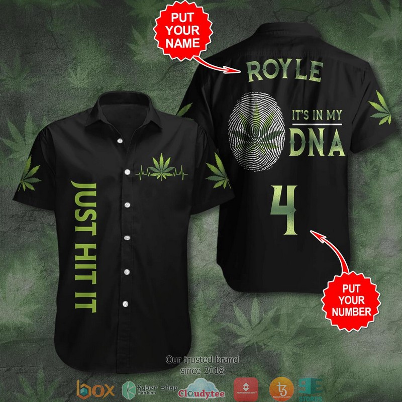 Personalized Just Hit It Weed It's in my DNA Hawaiian shirt word1