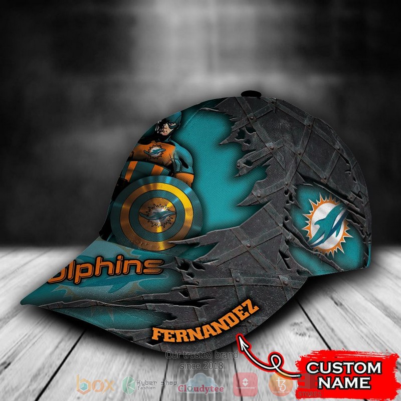 Best Personalized Miami Dolphins Captain America Custom Hat Word2