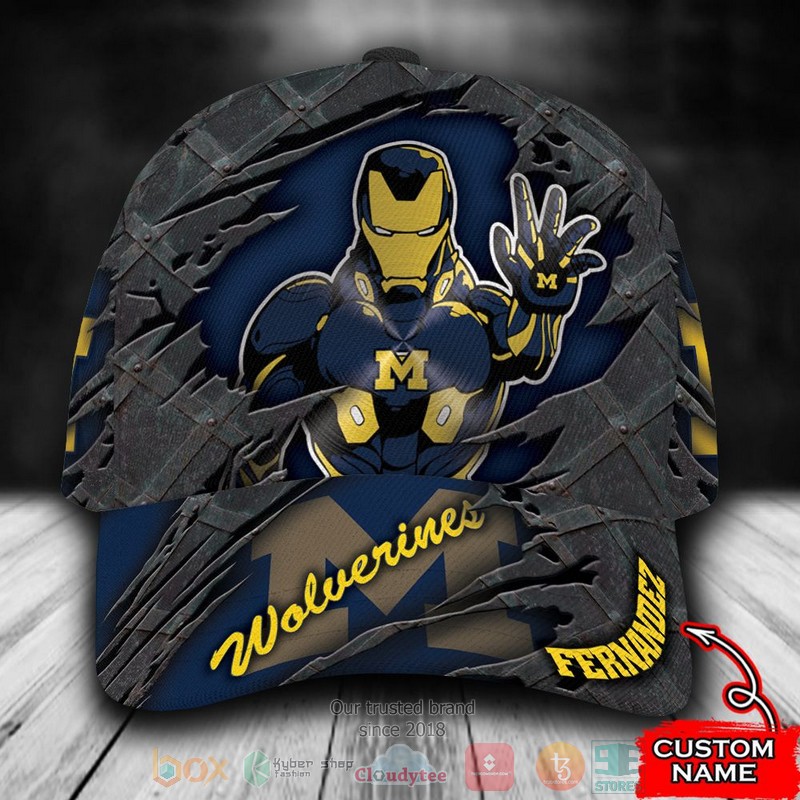 BEST Personalized Michigan Wolverines Iron Man custom Hat word3