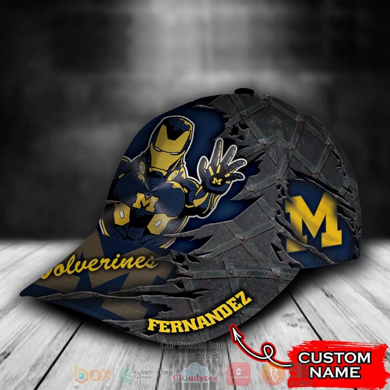 BEST Personalized Michigan Wolverines Iron Man custom Hat 3 BEST Personalized Michigan Wolverines Iron Man custom Hat word1
