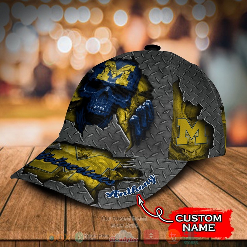 BEST Personalized Michigan Wolverines SKULL custom Hat 3 BEST Personalized Michigan Wolverines SKULL custom Hat word3