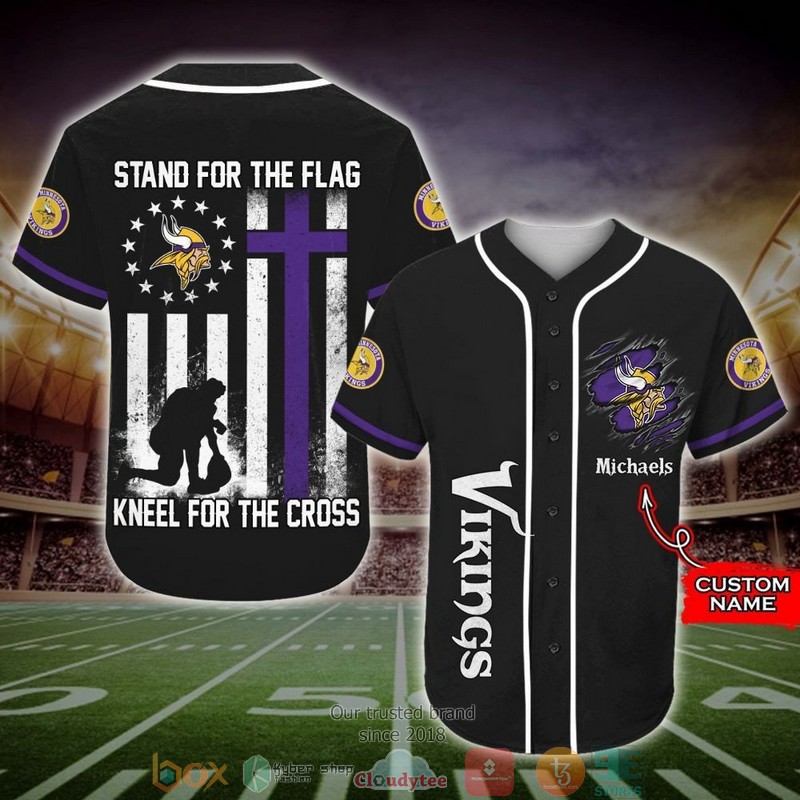 Personalized Minnesota Vikings NFL Stand for the flag Baseball Jersey Shirt 1 Personalized Minnesota Vikings NFL Stand for the flag Baseball Jersey Shirt word3