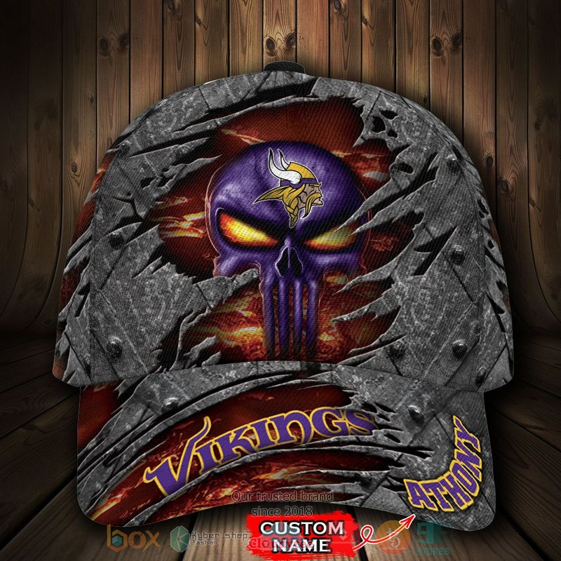 NEW Minnesota Vikings Skull Custom name Cap Hat word2