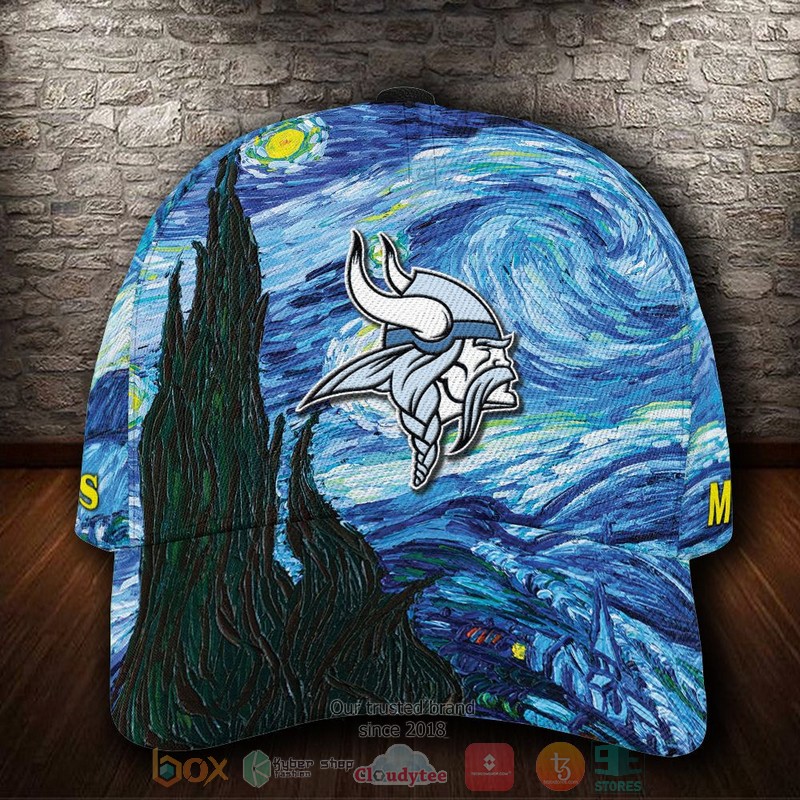 NEW Minnesota Vikings Van Gogh Custom name Cap Hat 8 NEW Minnesota Vikings Van Gogh Custom name Cap Hat word1