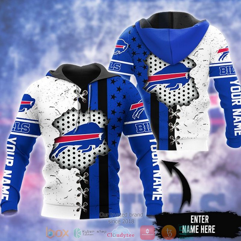 NEW Personalized Buffalo Bills logo United States Flag custom 3D Hoodie word1