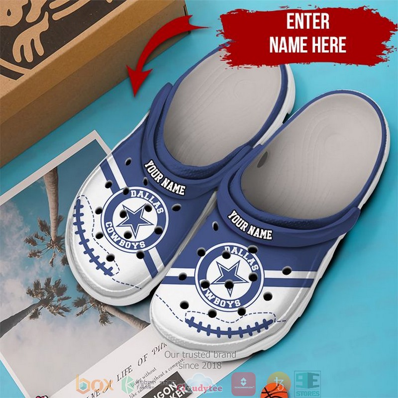 Personalized NFL Dallas Cowboys Blue White Crocs Band Shoes