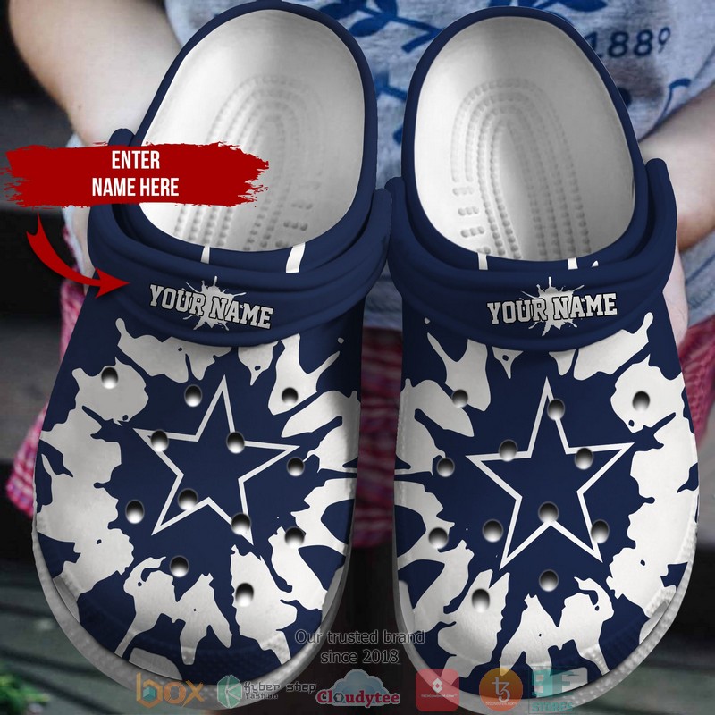 Personalized NFL Dallas Cowboys Navy Color Crocs Band Shoes