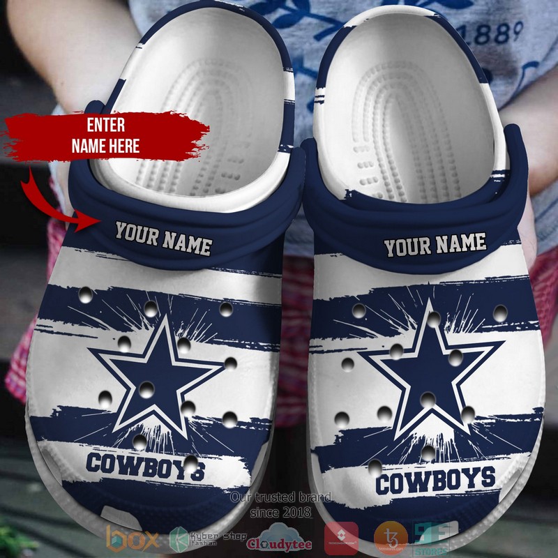 Personalized NFL Dallas Cowboys White navy line Crocs Band Shoes