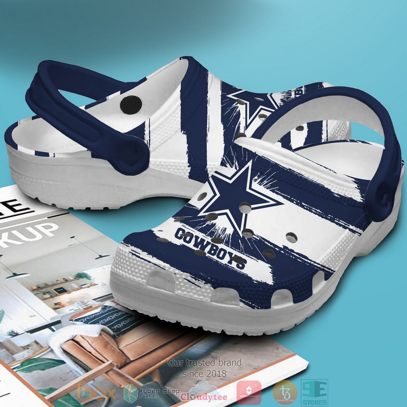 Personalized NFL Dallas Cowboys White navy line Crocs Band Shoes 3 Personalized NFL Dallas Cowboys White navy line Crocs Band Shoes word1