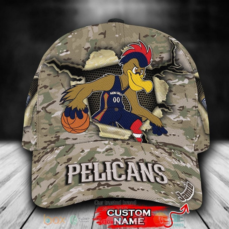 NEW New Orleans Pelicans Camo Mascot Custom name Cap Hat word2