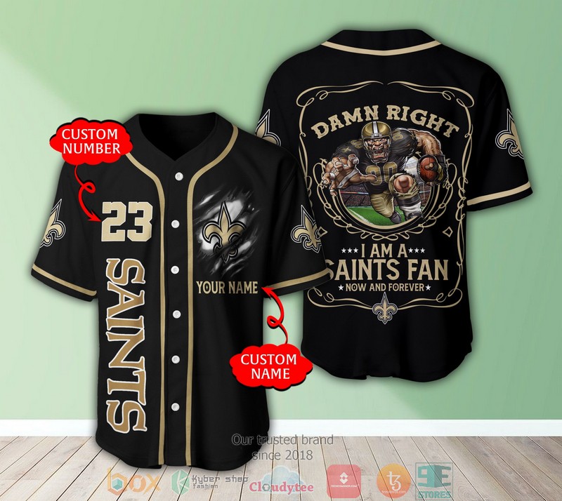 Personalized New Orleans Saints NFL I am a Saints fan Baseball Jersey Shirt word3