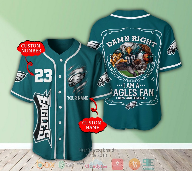 Personalized Philadelphia Eagles NFL I am a Eagles fan Baseball Jersey Shirt word3