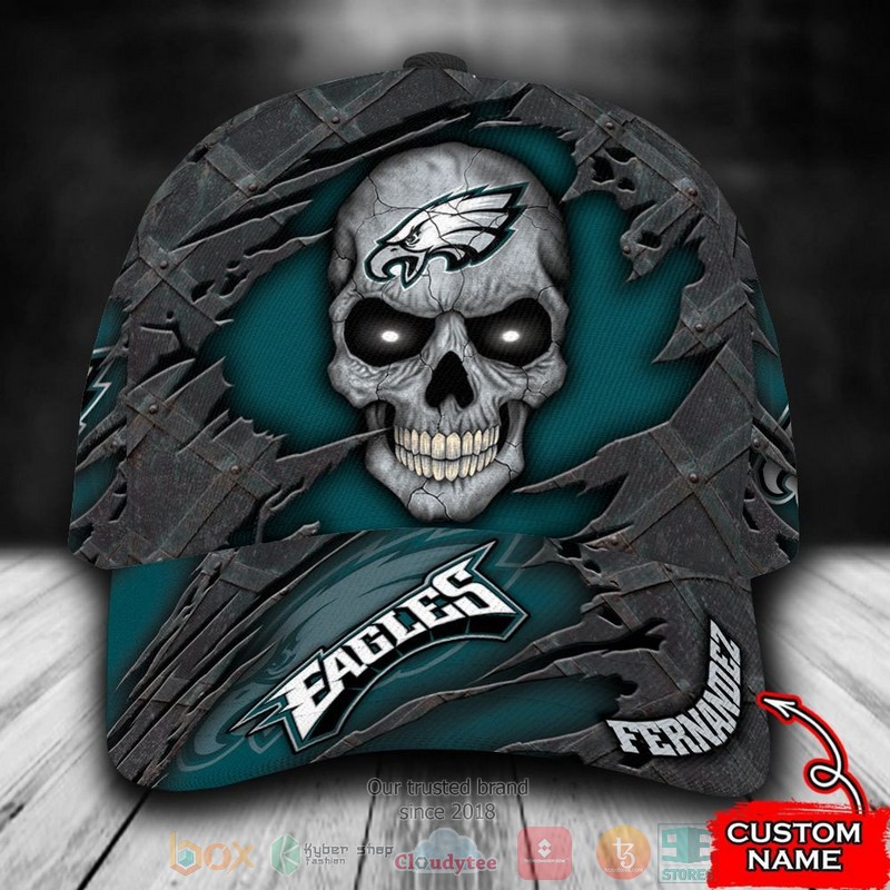 Best Personalized Philadelphia Eagles Skull Custom Hat Word2