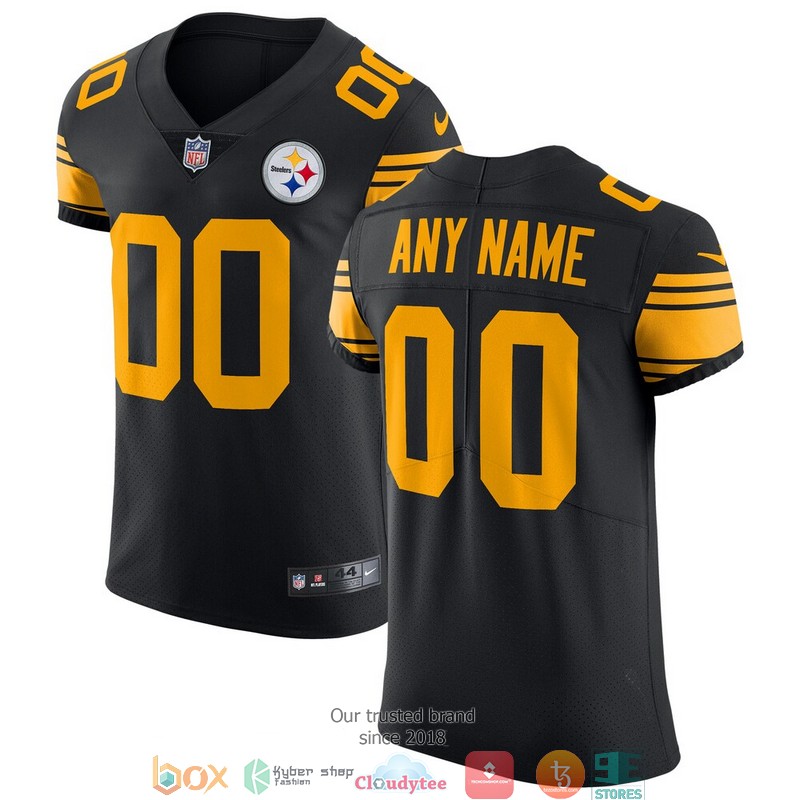Personalized Pittsburgh Steelers Black Vapor Untouchable Elite Color Rush Football Jersey word3