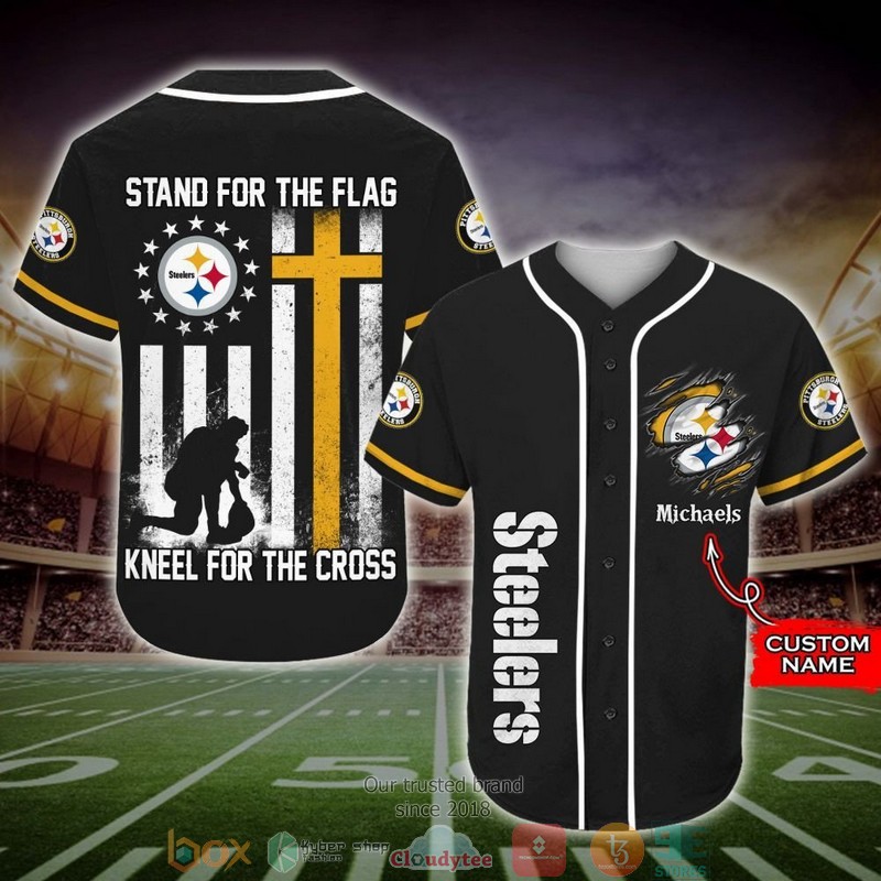 Personalized Pittsburgh Steelers NFL Kneel for the cross Baseball Jersey Shirt word2