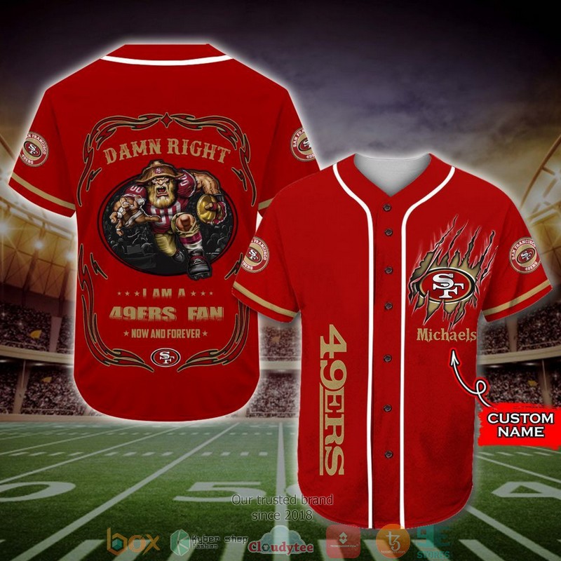 Personalized San Francisco 49ers Mascot NFL Baseball Jersey Shirt word2