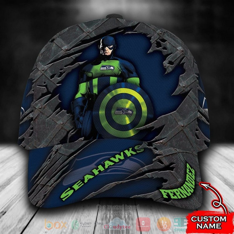 BEST Personalized Seattle Seahawks Captain America custom Hat word3