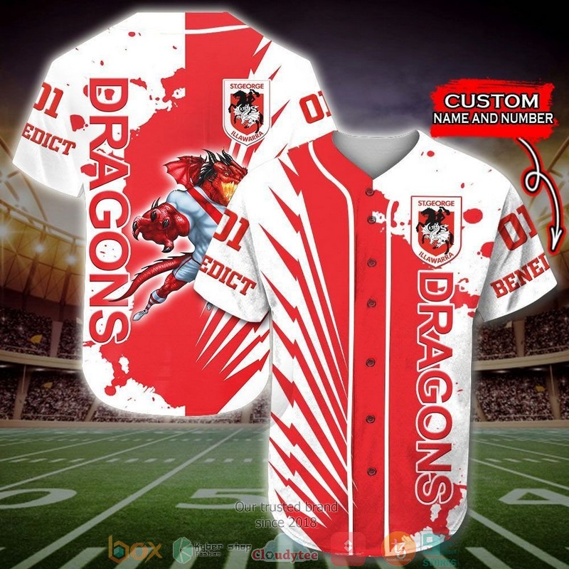 Personalized St George Illawarra Dragons NRL Baseball Jersey Shirt word3