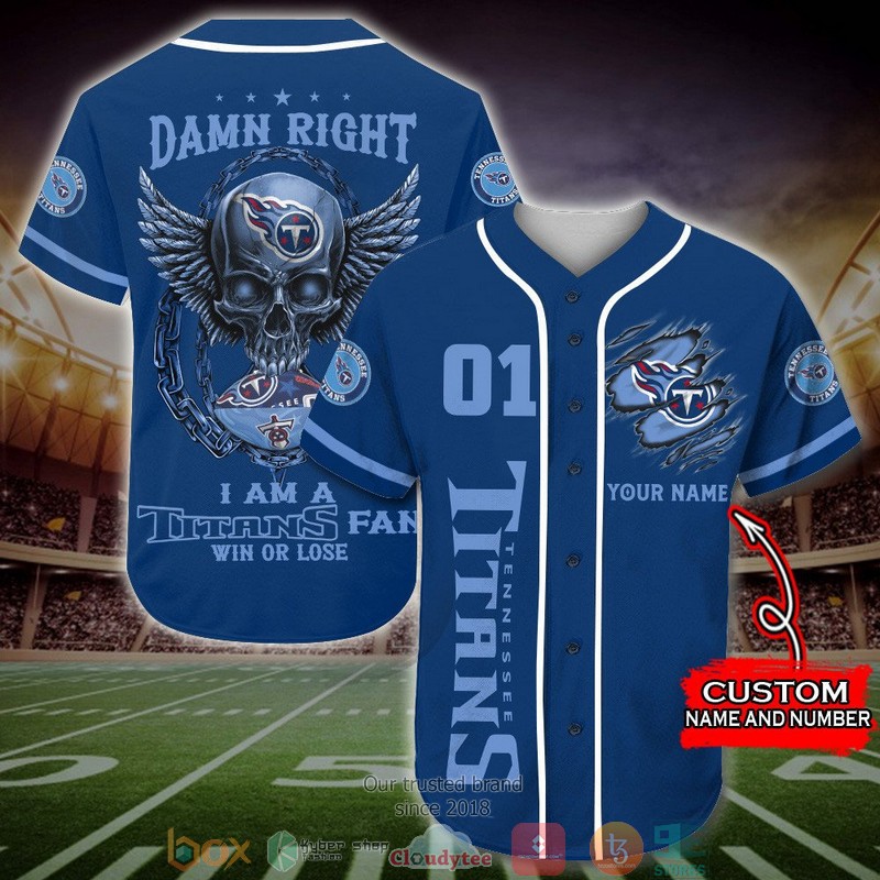 Personalized Tennessee Titans NFL Wings Skull Baseball Jersey Shirt word1