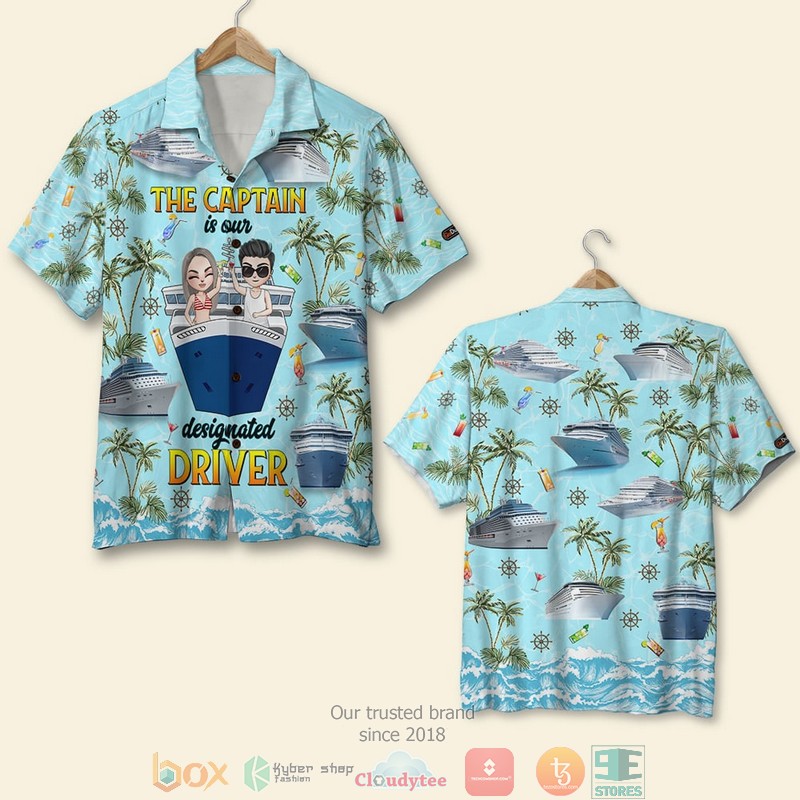 Personalized The Captain Is Our Designated Driver Hawaiian Shirt, Short word2