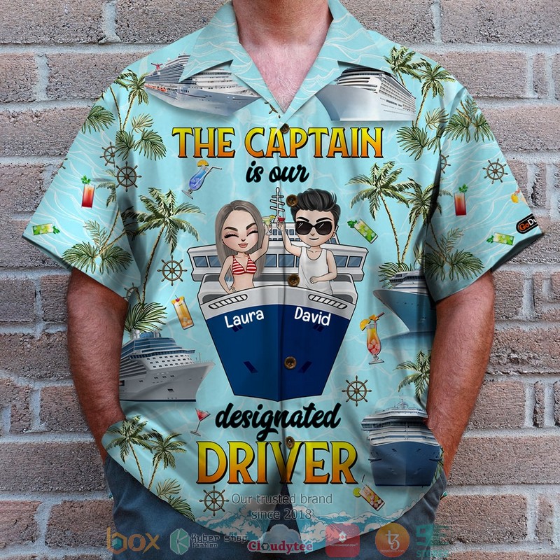 Personalized The Captain Is Our Designated Driver Hawaiian Shirt, Short word2
