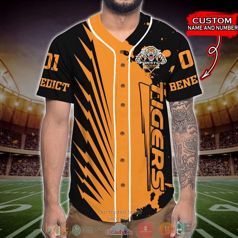 Personalized Wests Tigers NRL Baseball Jersey Shirt 2 Personalized Wests Tigers NRL Baseball Jersey Shirt word2