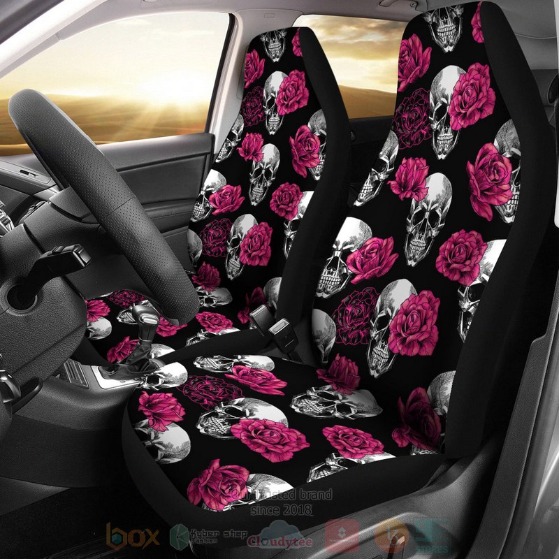 BEST Pink Floral Skull Luxury Car Seat Covers