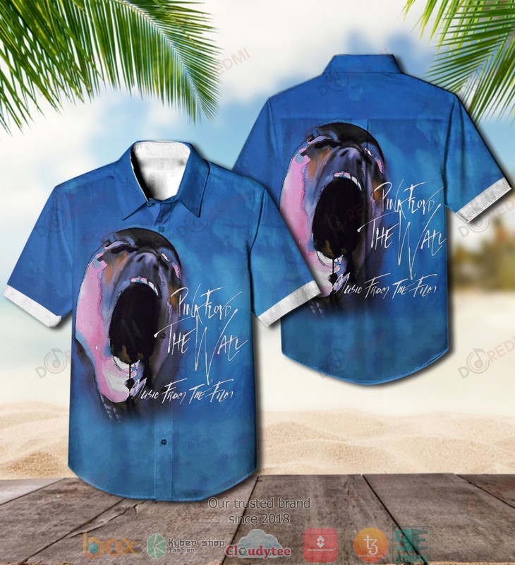 Pink Floyd The Wall Blue Short Sleeve Hawaiian Shirt word2