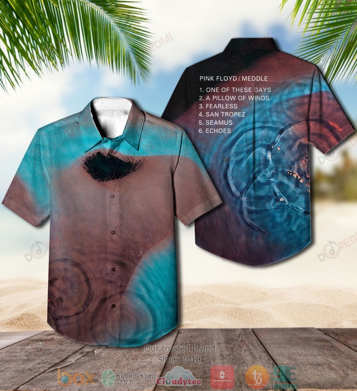 Pink Floyd band Meddle Short Sleeve Hawaiian Shirt word3