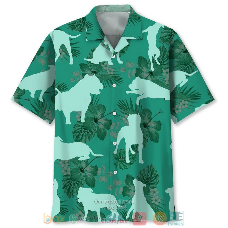 NEW Pitbull Kelly Green Hawaiian Shirt 4