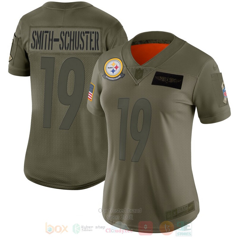 BEST Pittsburgh Steelers JuJu Smith-Schuster Olive 2019 Jersey Football word1