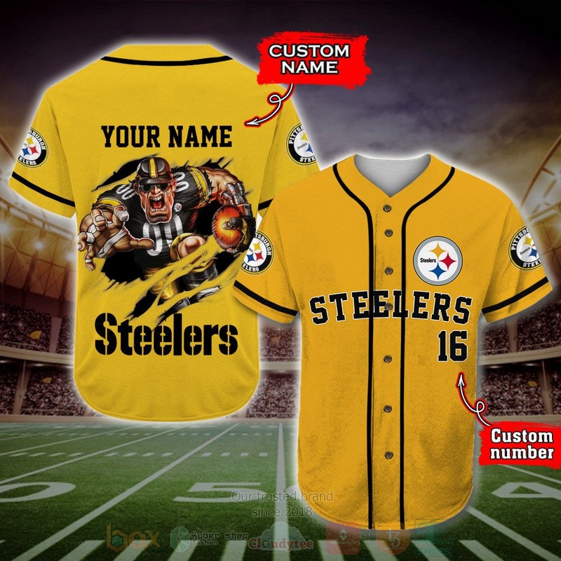 BEST Pittsburgh Steelers Custom AOP Baseball Jersey word2