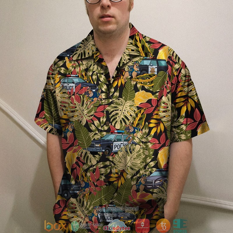 Police With Police Car And Police Dog 2 Hawaiian shirt word1