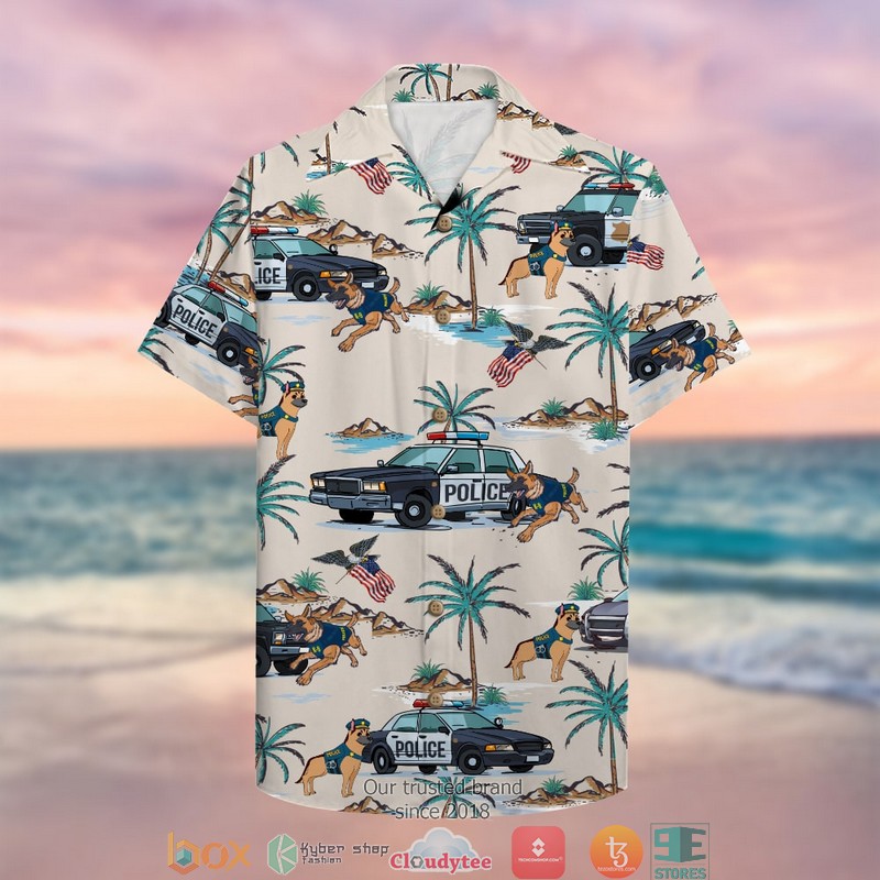 Police With Police Car And Police Dog Hawaiian shirt 3 Police With Police Car And Police Dog Hawaiian shirt word2