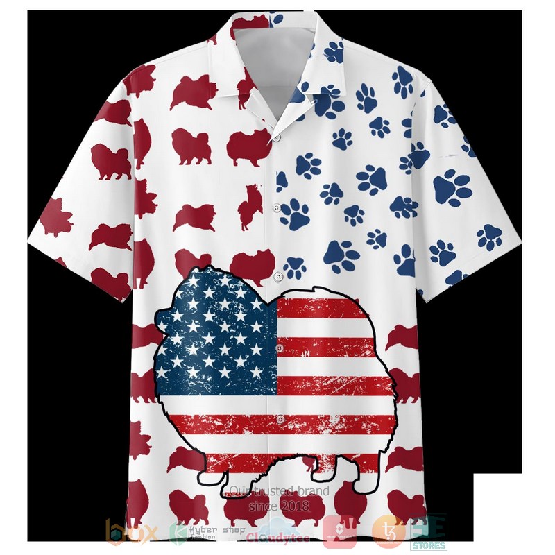 NEW Pomeranian dog American Flag Hawaii Shirt 2 NEW Pomeranian dog American Flag Hawaii Shirt word3
