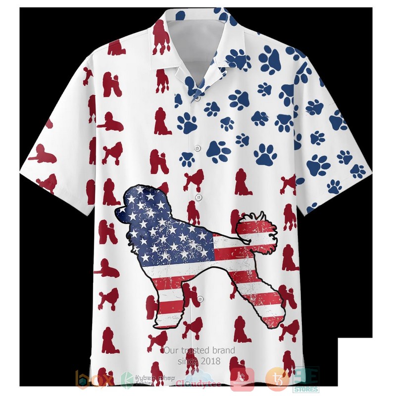 New Poodles Dog American Flag Hawaii Shirt Word3