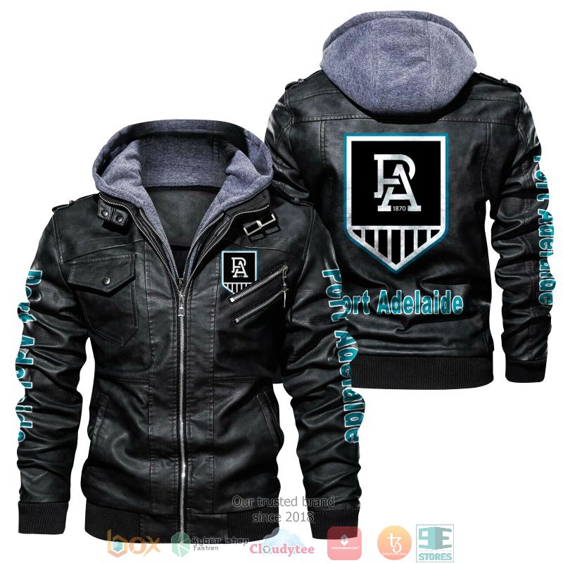 NEW Port Adelaide Football Club AFL PU Leather Jacket word1
