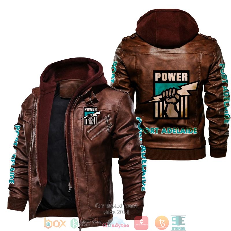 NEW Port Adelaide Power AFL PU Leather Jacket 1 NEW Port Adelaide Power AFL PU Leather Jacket word2