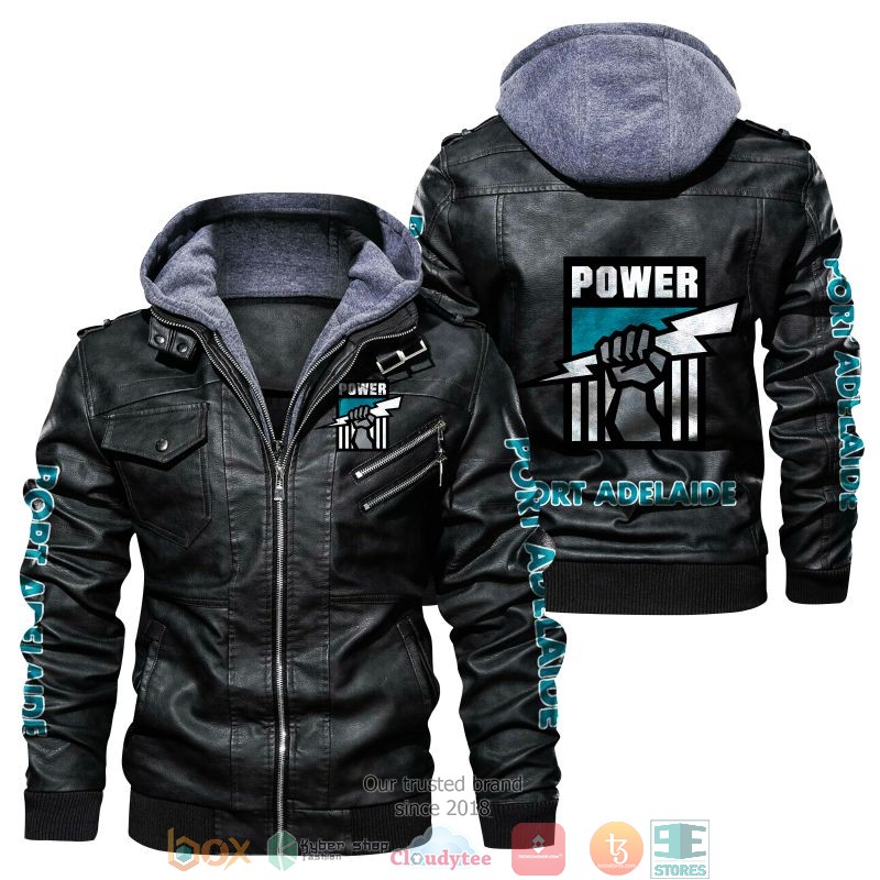 NEW Port Adelaide Power AFL PU Leather Jacket 2 NEW Port Adelaide Power AFL PU Leather Jacket word2