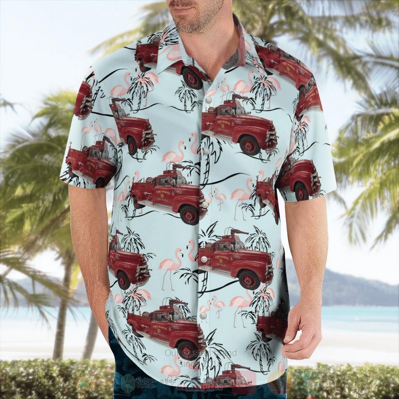 BEST Port Byron, New York, Port Byron Fire Department Blue 3D Aloha Shirt word1