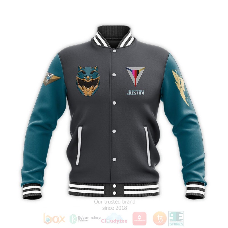 BEST Power Rangers Hyperforce Fenrir Custom Name Grey Unisex Baseball Jacket word2