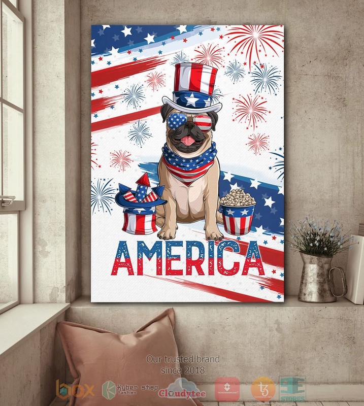HOT Pug America Independence Day Canvas word3