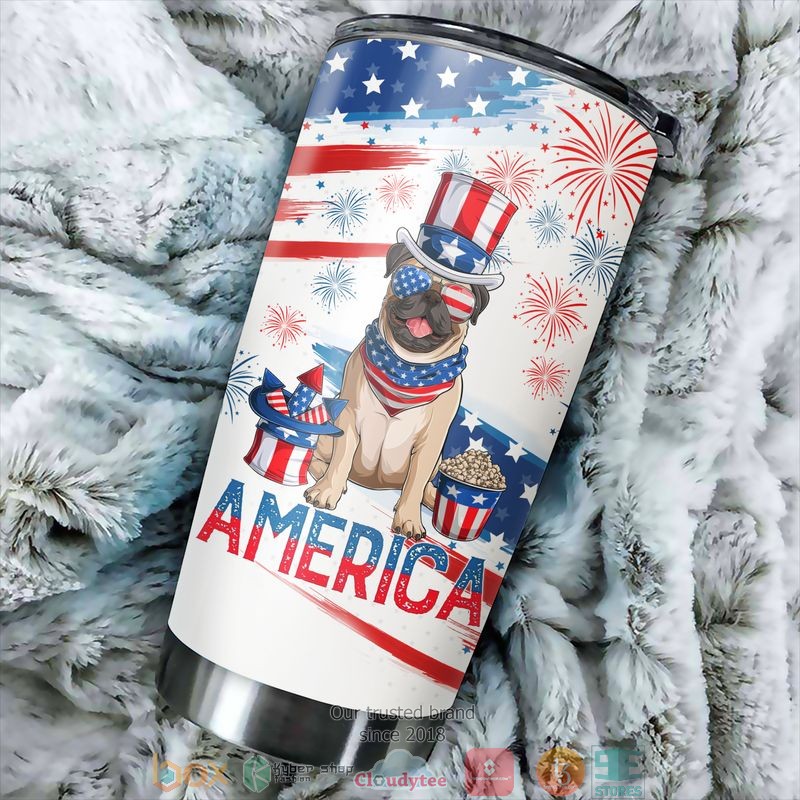 Pug Dog America America Independence day Tumbler