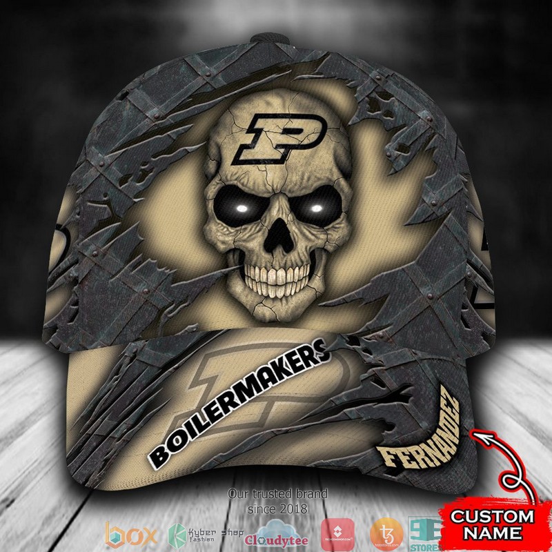 Purdue Boilermakers Skull NCAA1 Custom Name Cap word3