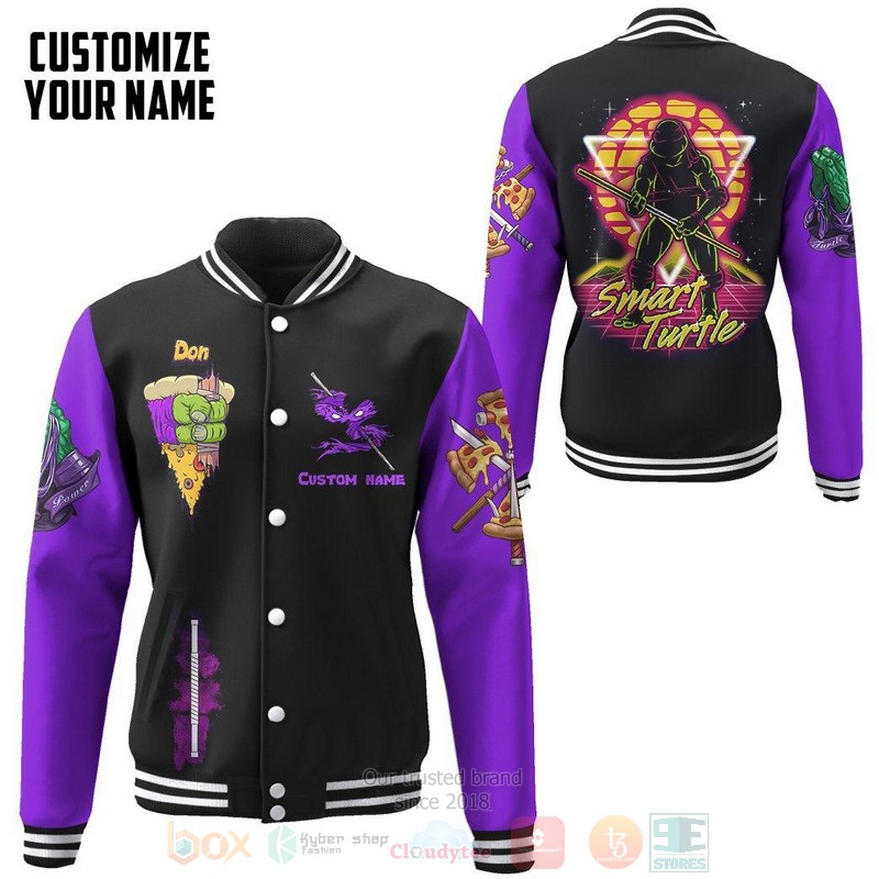 BEST Purple Donatello TMNT Don Donnie Cosplay Custom Name Unisex Baseball Jacket word3