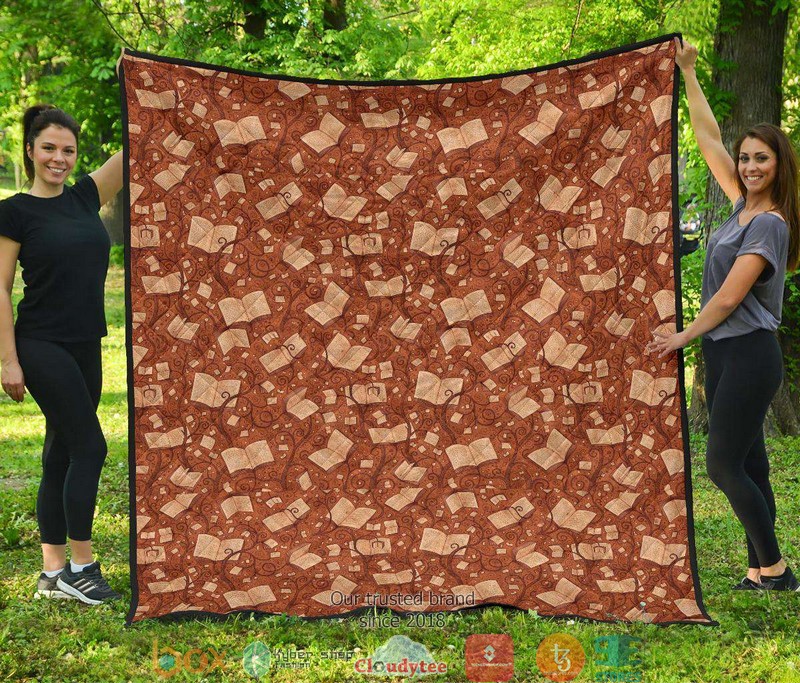 Brown Bookish Pattern Quilt