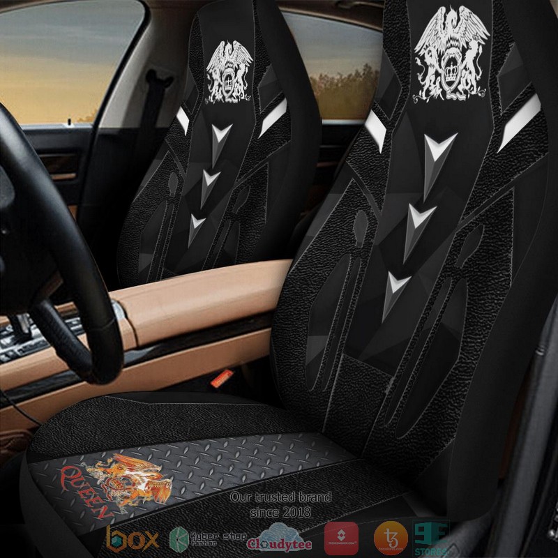 Queen Band Black Silver Car Seat Covers