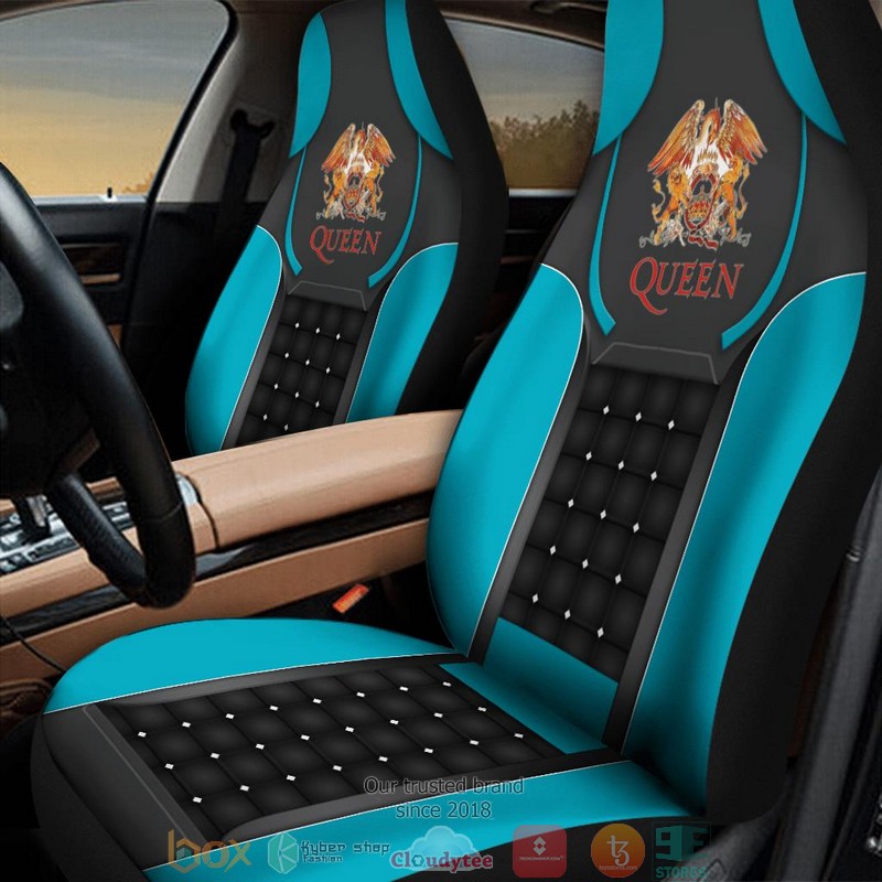 Queen Band Cyan Black Car Seat Covers